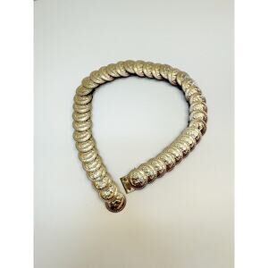 Vintage Gold Metallic Coin Lion Head Elastic Stretch Belt